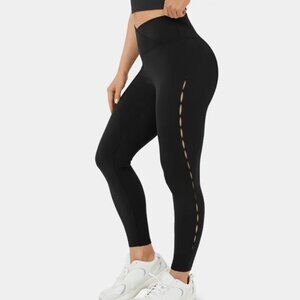 HALARA Black Leggings with Side Cutouts